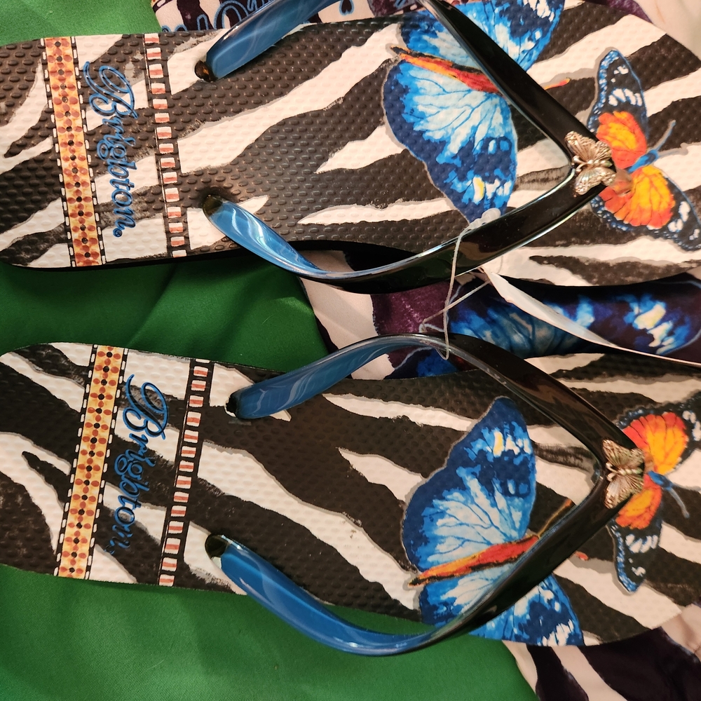 Brighton Black and Blue Butterfly Sandals - Picture 4 of 5